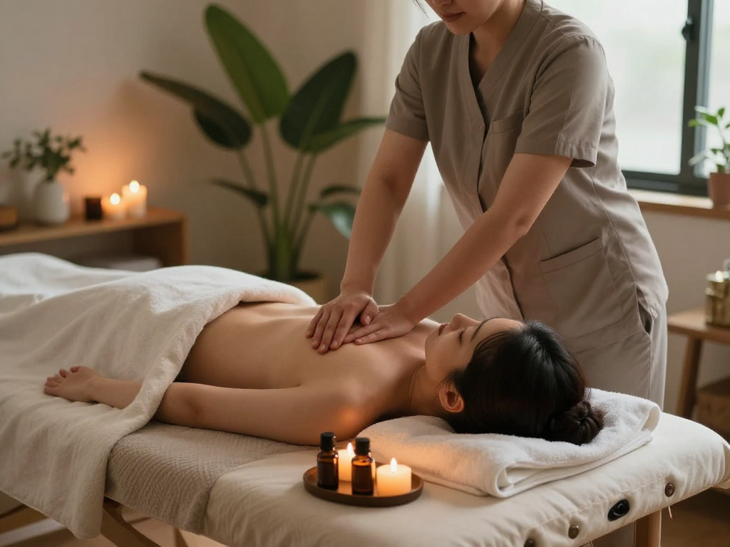 Experience a calming 부천출장마사지 in a cozy home setting with a professional therapist.