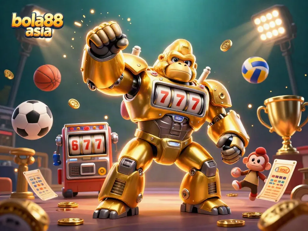 Experience the thrill of bola88 asia with vibrant sports elements and dynamic characters in a stunning 3D scene.