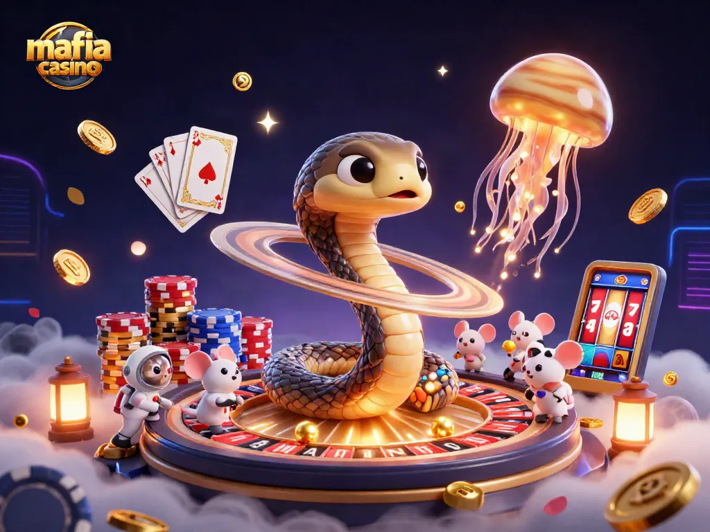 Join the fun at mafia casino while betting on the vibrant Saturn roulette wheel surrounded by cosmic elements.