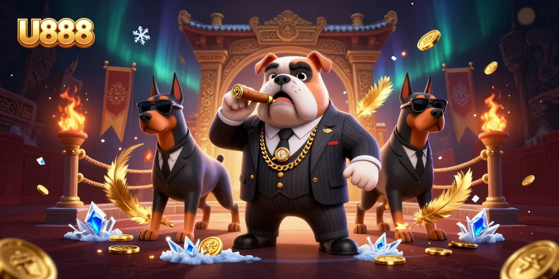 Unleash fun at U888 with a lively scene of your favorite gambling characters and games.