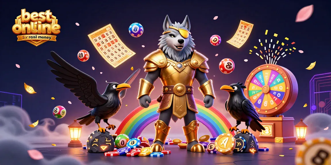 Engage with the best online casinos for real money featuring a vibrant 3D scene filled with dynamic gaming elements.