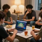Players engaging in strategic online gaming on gamebaidoithuong in a cozy home setting.