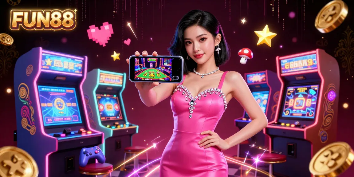 Win at FUN88 with thrilling live dealer games showcased by a confident Asian woman.