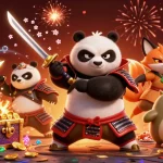 Engage with bu88 com while exploring a vibrant 3D illustration of a samurai panda and friends.